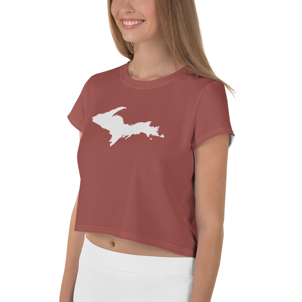 Michigan Upper Peninsula Crop Top (w/ UP Outline) | Sporty - Ore Dock Red