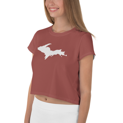 Michigan Upper Peninsula Crop Top (w/ UP Outline) | Sporty - Ore Dock Red