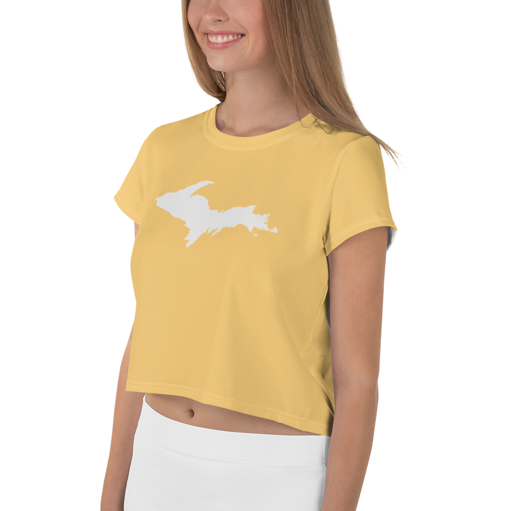 Michigan Upper Peninsula Crop Top (w/ UP Outline) | Sporty - Citrine