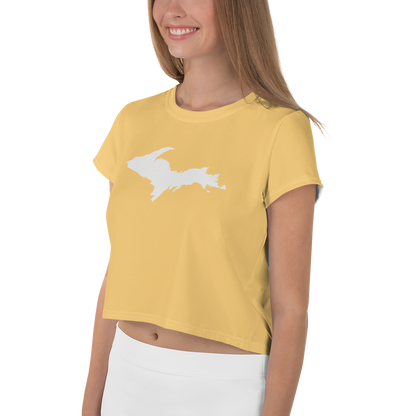 Michigan Upper Peninsula Crop Top (w/ UP Outline) | Sporty - Citrine