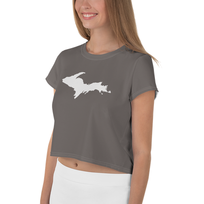 Michigan Upper Peninsula Crop Top (w/ UP Outline) | Sporty - Warren Tank Grey