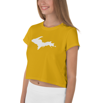 Michigan Upper Peninsula Crop Top (w/ UP Outline) | Sporty - Gold