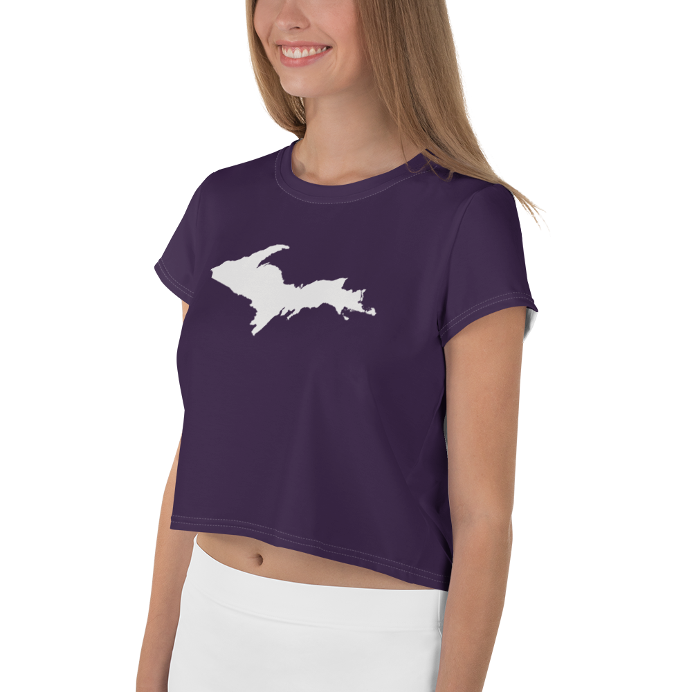 Michigan Upper Peninsula Crop Top (w/ UP Outline) | Sporty - Blackcurrant