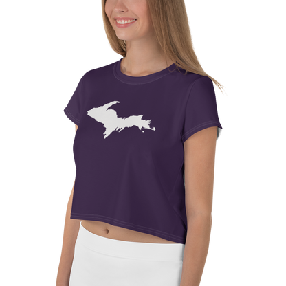 Michigan Upper Peninsula Crop Top (w/ UP Outline) | Sporty - Blackcurrant