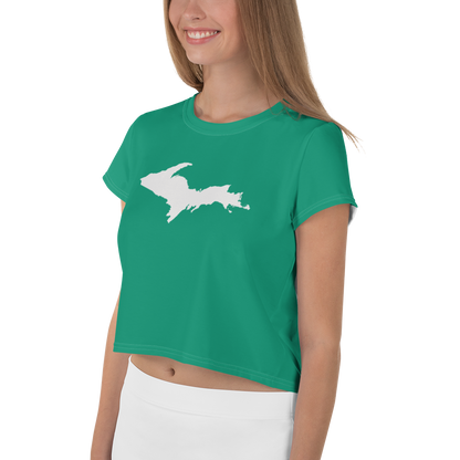 Michigan Upper Peninsula Crop Top (w/ UP Outline) | Sporty - Emerald Green