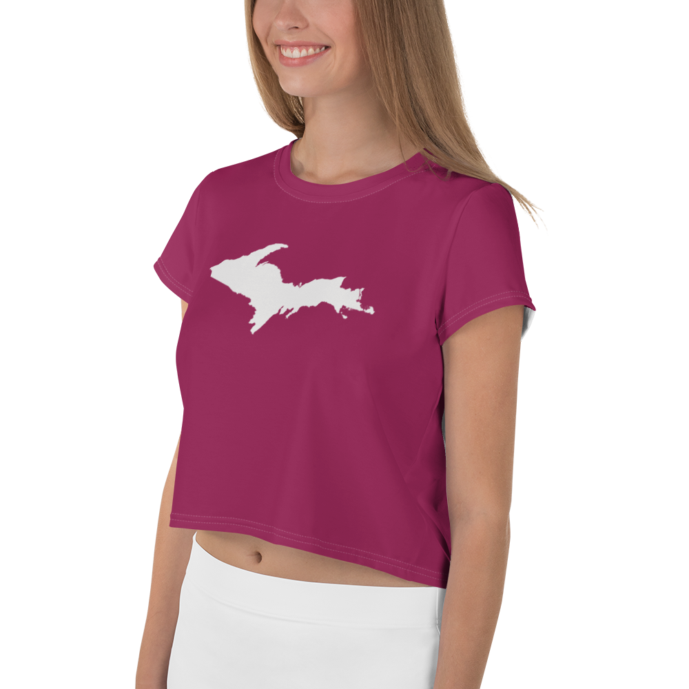 Michigan Upper Peninsula Crop Top (w/ UP Outline) | Sporty - Ruby Red