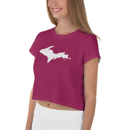 Michigan Upper Peninsula Crop Top (w/ UP Outline) | Sporty - Ruby Red