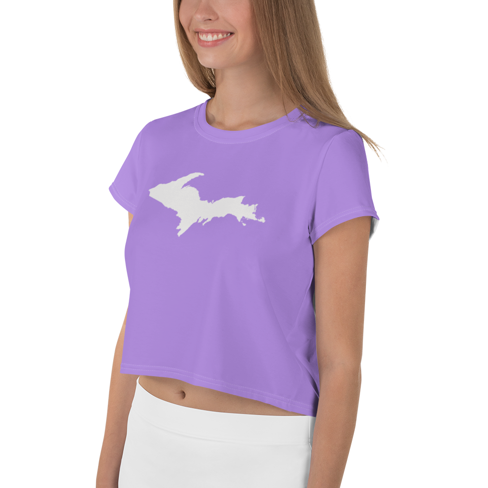 Michigan Upper Peninsula Crop Top (w/ UP Outline) | Sporty - Lavender