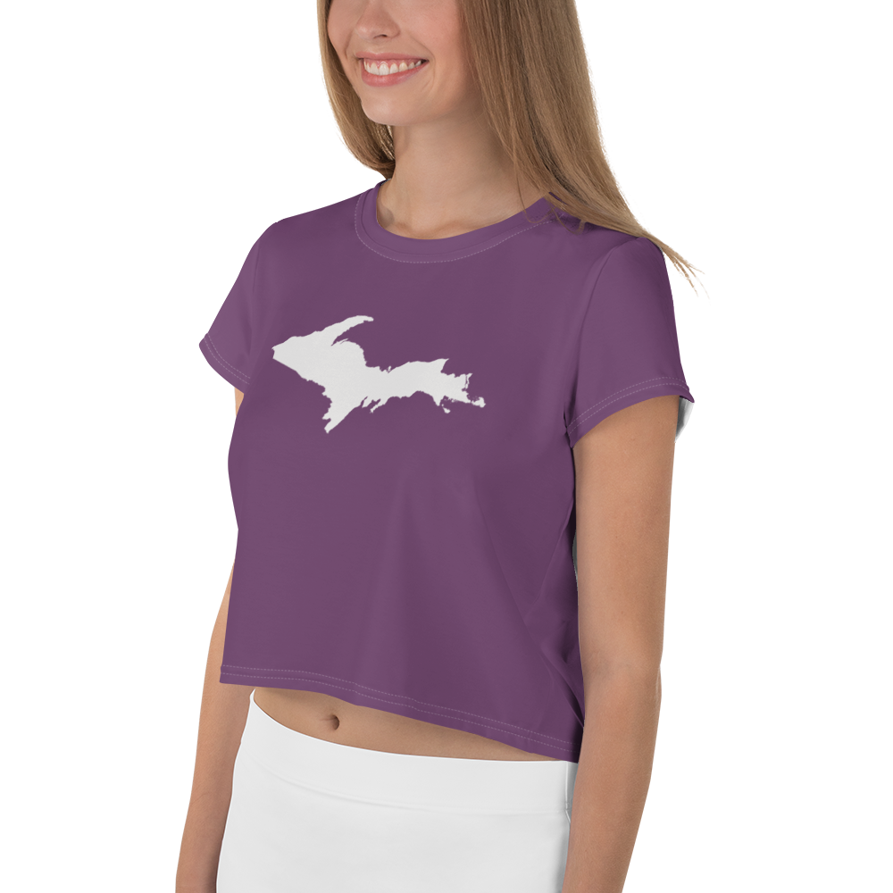 Michigan Upper Peninsula Crop Top (w/ UP Outline) | Sporty - Plum