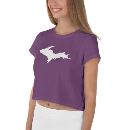 Michigan Upper Peninsula Crop Top (w/ UP Outline) | Sporty - Plum