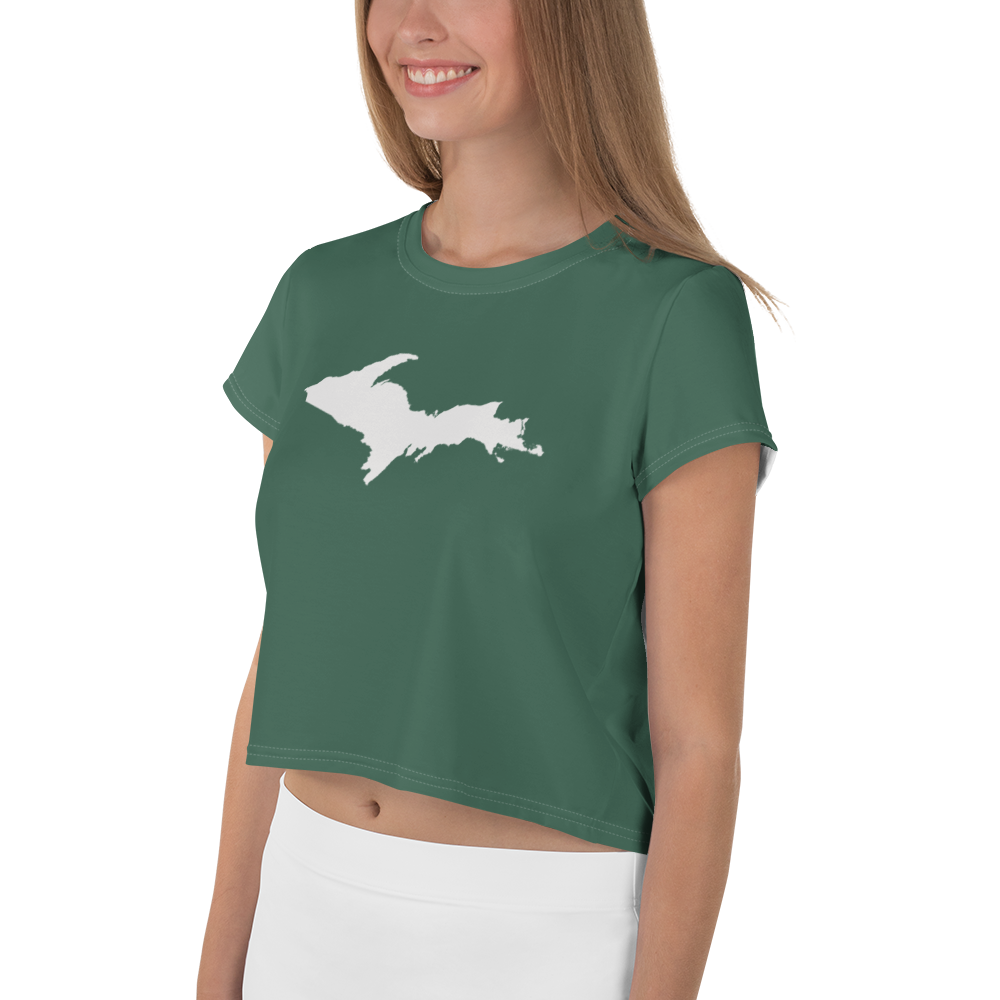 Michigan Upper Peninsula Crop Top (w/ UP Outline) | Sporty - Ginger Ale Green