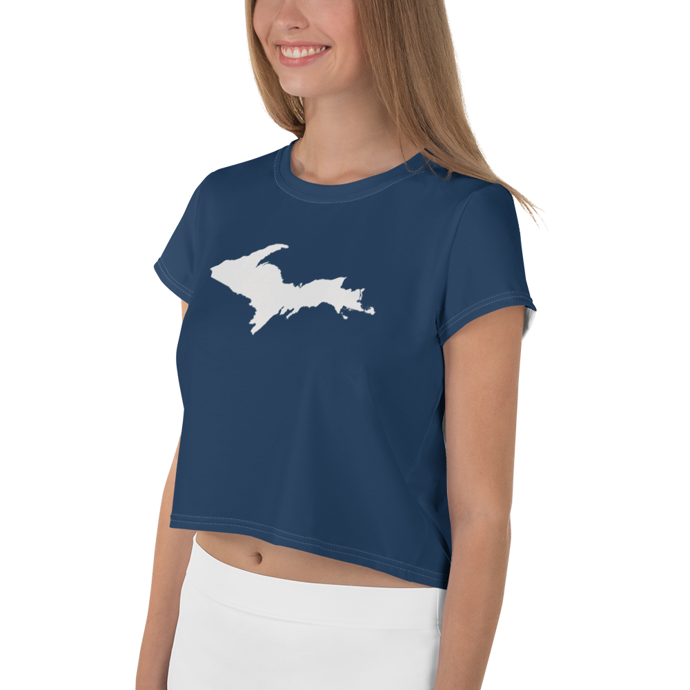 Michigan Upper Peninsula Crop Top (w/ UP Outline) | Sporty - Navy