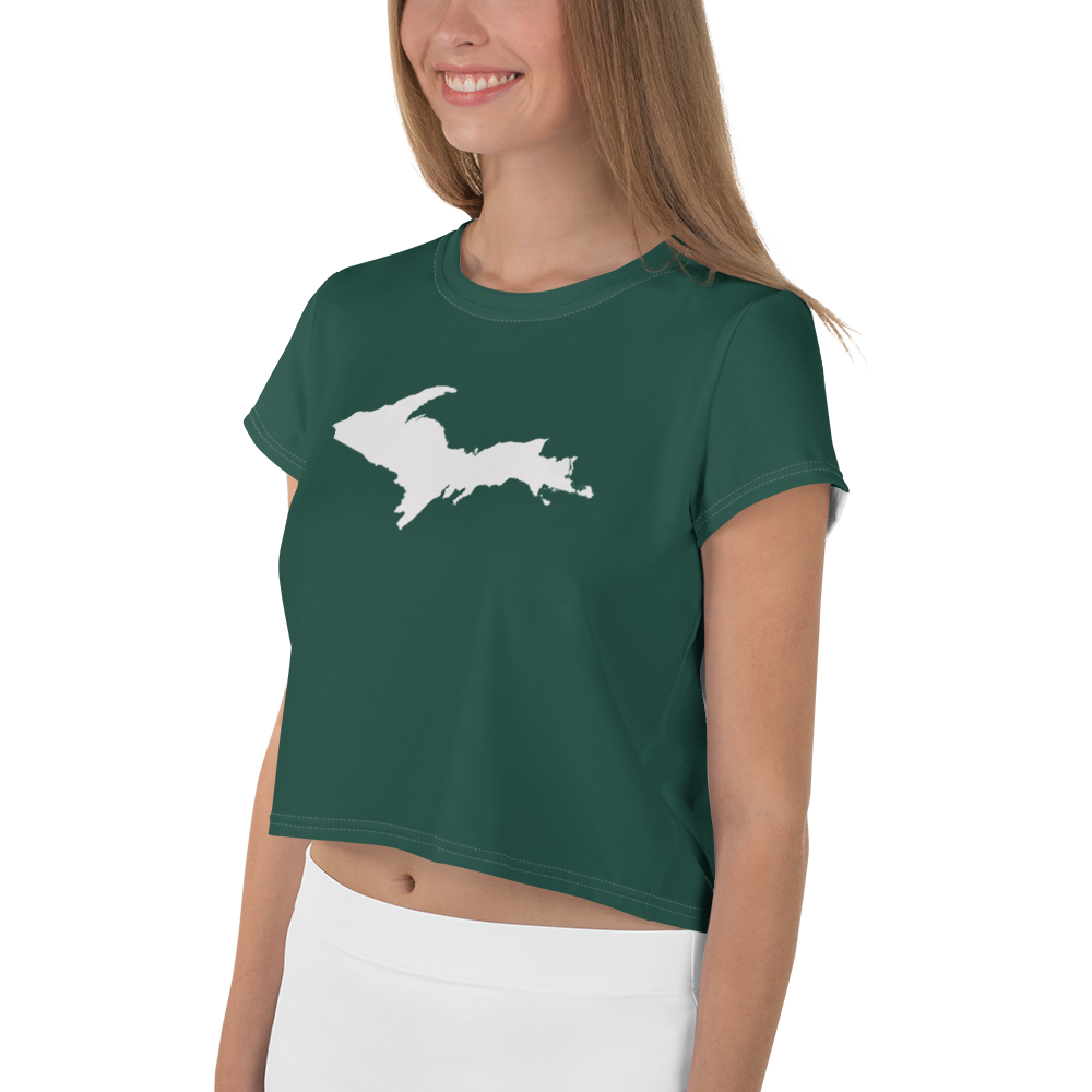 Michigan Upper Peninsula Crop Top (w/ UP Outline) | Sporty - Laconic Green