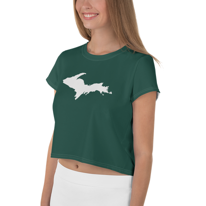 Michigan Upper Peninsula Crop Top (w/ UP Outline) | Sporty - Laconic Green