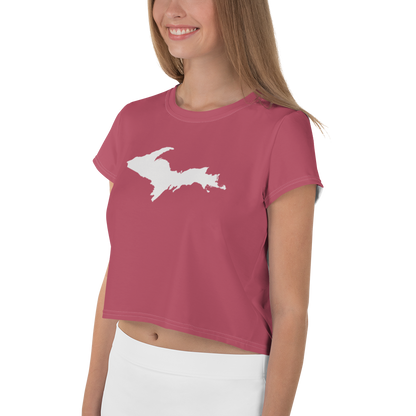 Michigan Upper Peninsula Crop Top (w/ UP Outline) | Sporty - Popstar Pink