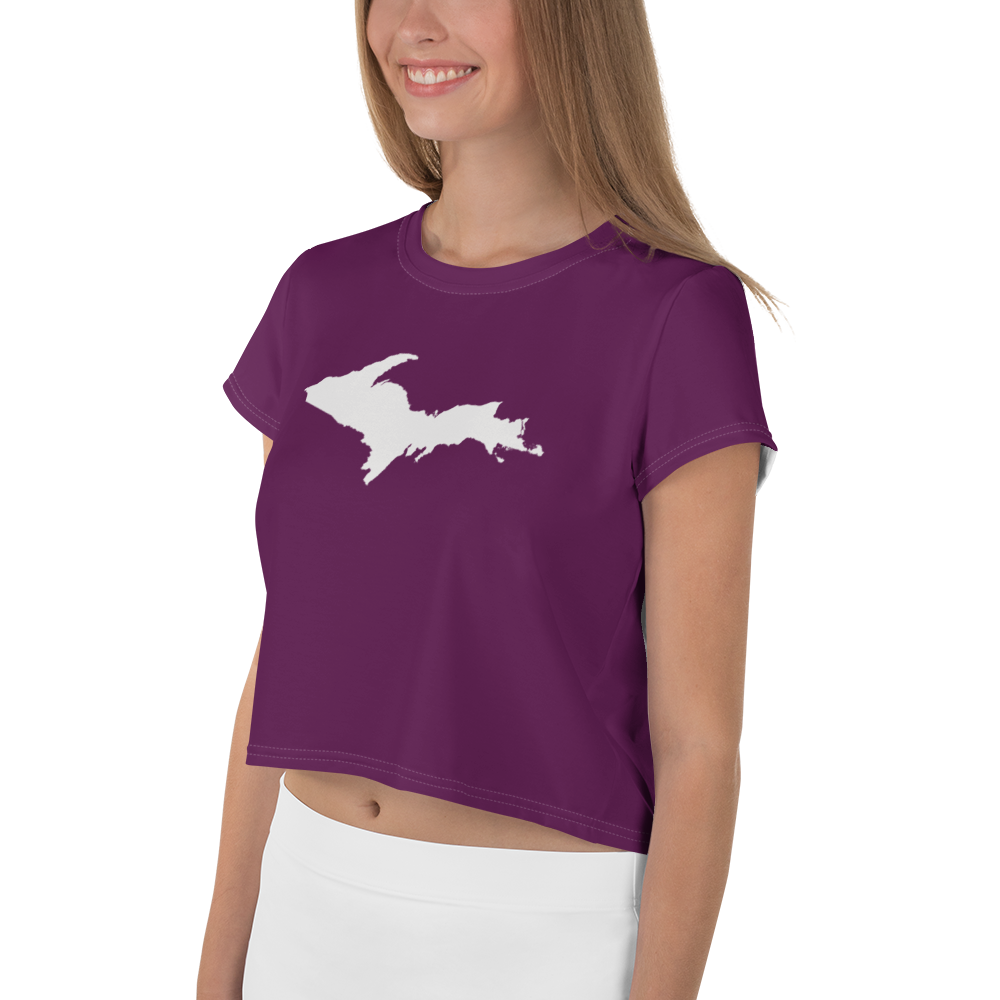 Michigan Upper Peninsula Crop Top (w/ UP Outline) | Sporty - Tyrian Purple