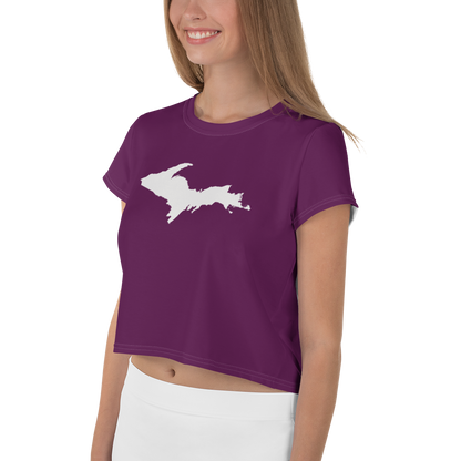 Michigan Upper Peninsula Crop Top (w/ UP Outline) | Sporty - Tyrian Purple