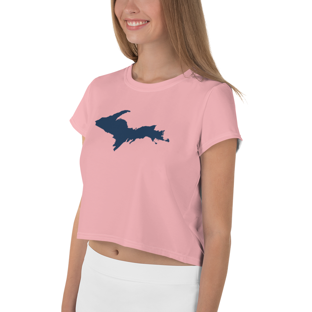 Michigan Upper Peninsula Crop Top (w/ UP Outline) | Sporty - Strawberry Pink