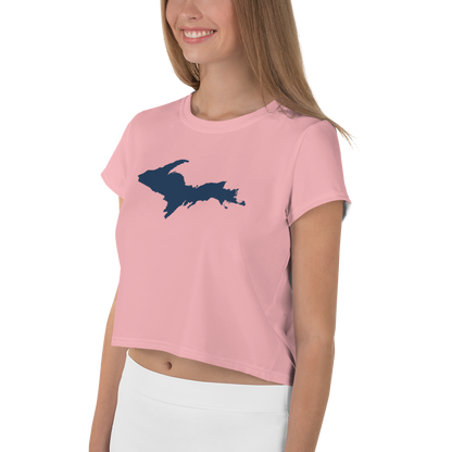 Michigan Upper Peninsula Crop Top (w/ UP Outline) | Sporty - Strawberry Pink