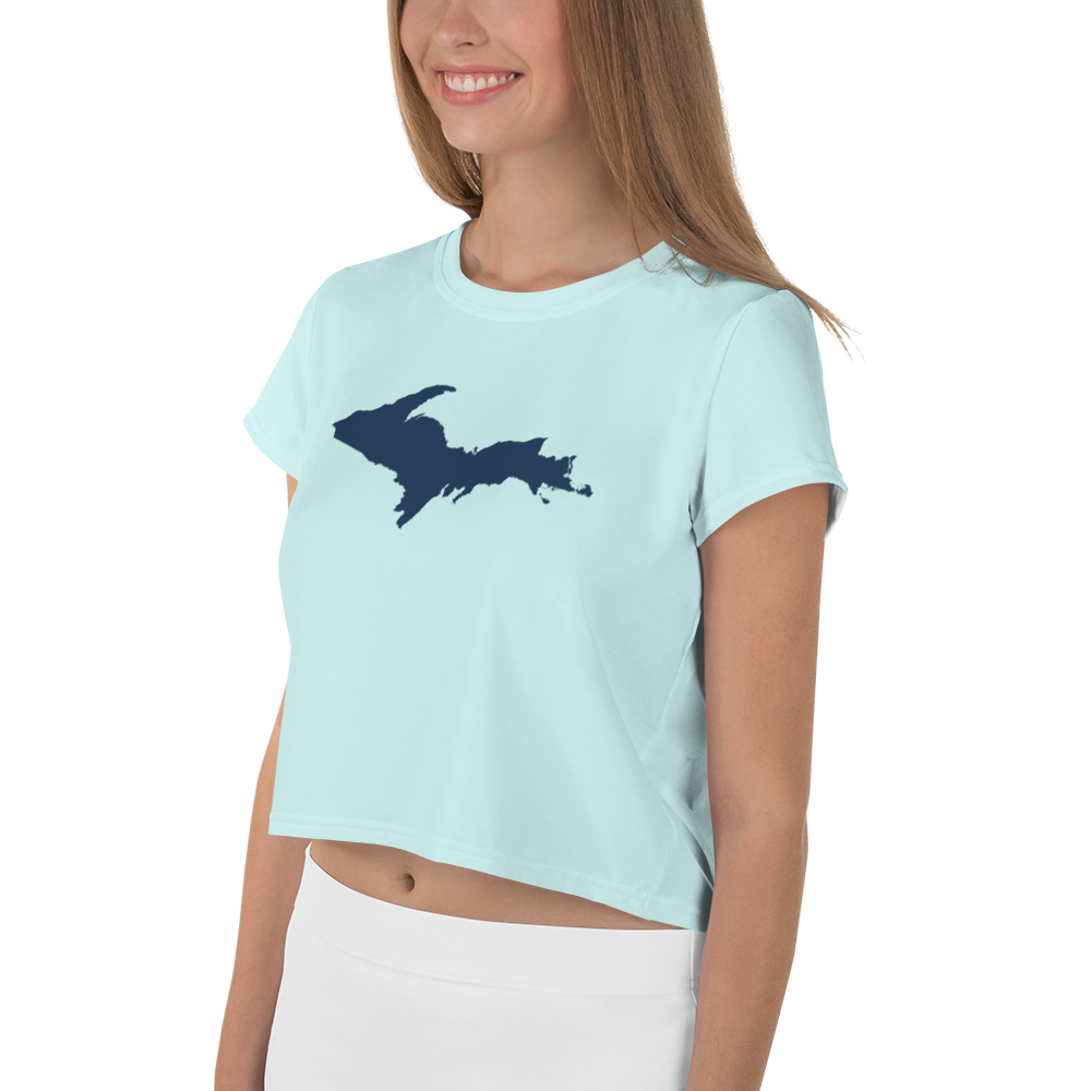 Michigan Upper Peninsula Crop Top (w/ UP Outline) | Sporty - Cyan