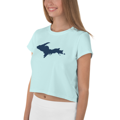 Michigan Upper Peninsula Crop Top (w/ UP Outline) | Sporty - Cyan