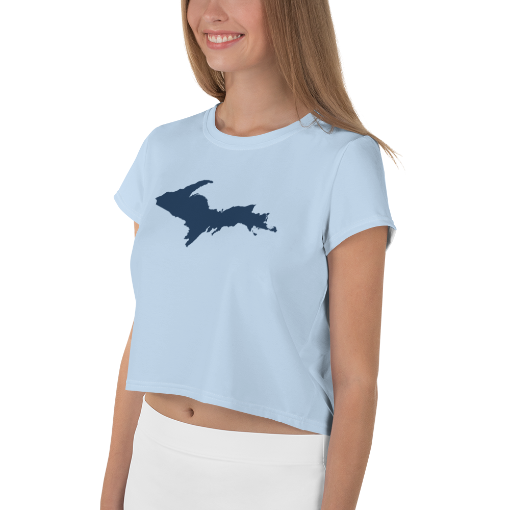 Michigan Upper Peninsula Crop Top (w/ UP Outline) | Sporty - Light Blue