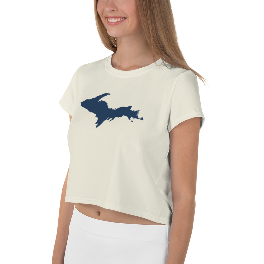 Michigan Upper Peninsula Crop Top (w/ UP Outline) | Sporty - Ivory White