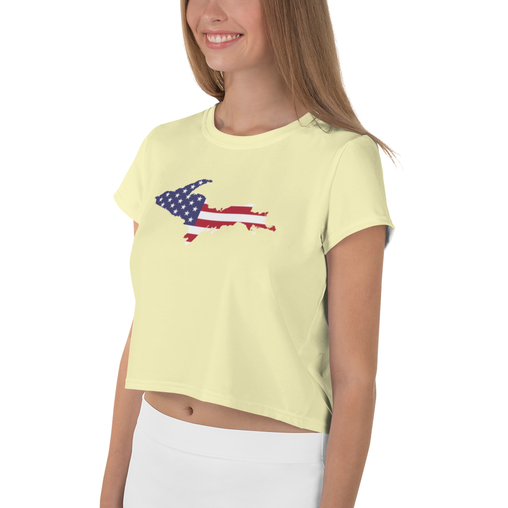 Michigan Upper Peninsula Crop Top (w/ UP Outline) | Sporty - Canary Yellow