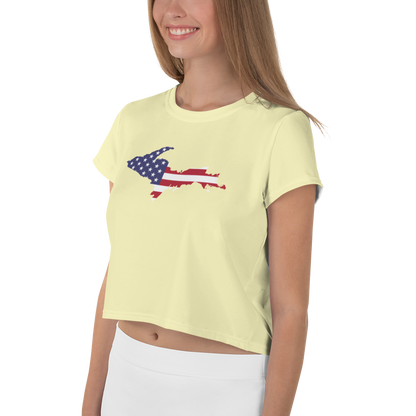 Michigan Upper Peninsula Crop Top (w/ UP Outline) | Sporty - Canary Yellow