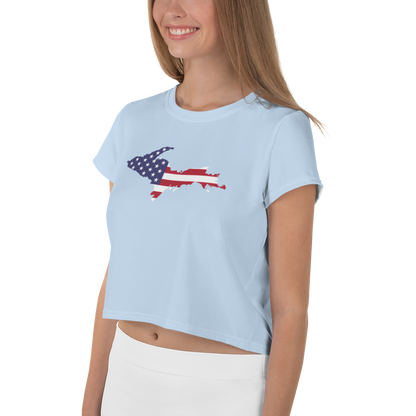 Michigan Upper Peninsula Crop Top (w/ UP USA Flag) | Sporty - Light Blue