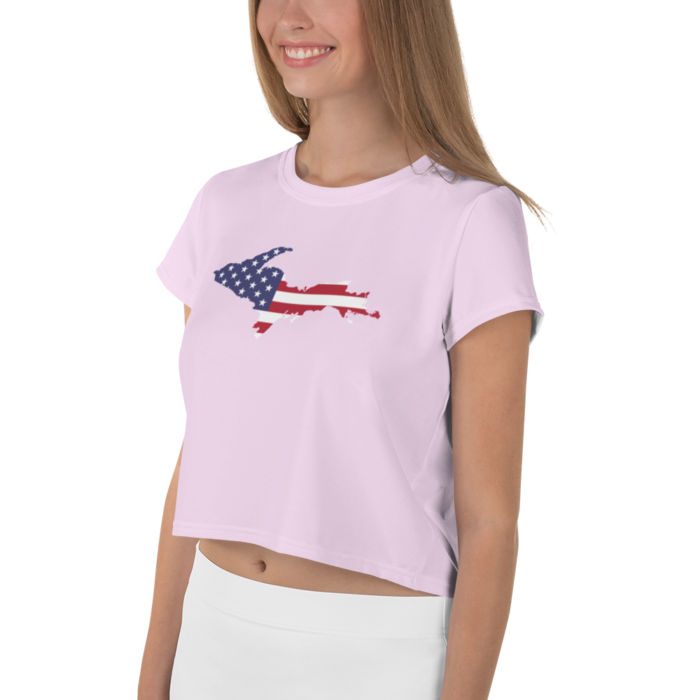 Michigan Upper Peninsula Crop Top (w/ UP USA Flag) | Sporty - Pale Lavender