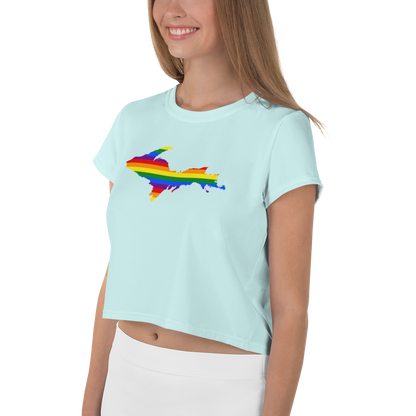 Michigan Upper Peninsula Crop Top (w/ UP Pride Flag) | Sporty - Cyan