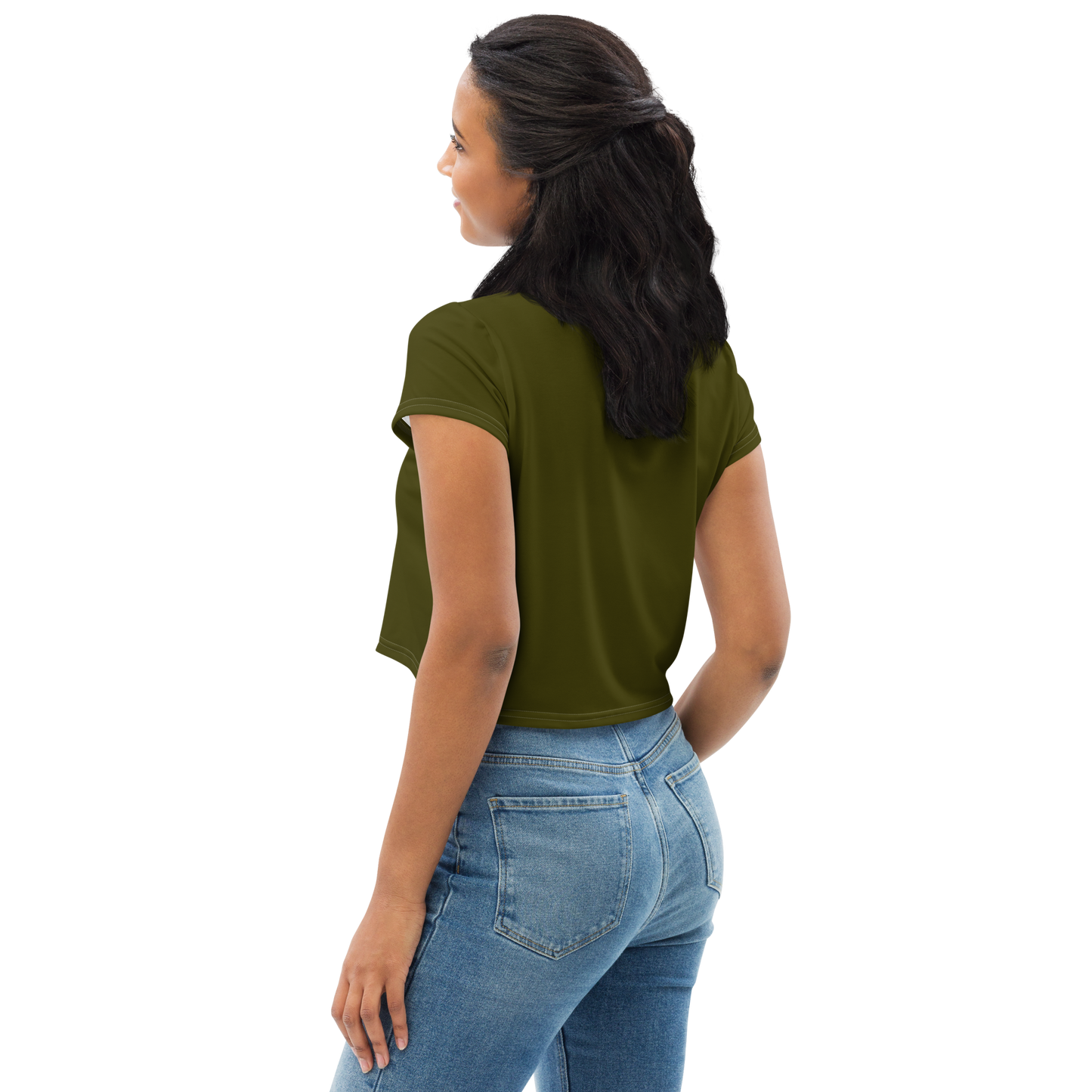 Michigan Upper Peninsula Crop Top (w/ UP Outline) | Sporty - Military Green