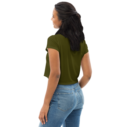 Michigan Upper Peninsula Crop Top (w/ UP Outline) | Sporty - Military Green