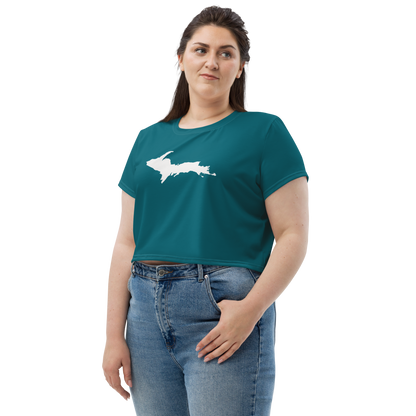 Michigan Upper Peninsula Crop Top (w/ UP Outline) | Sporty - Auburn Hills Teal