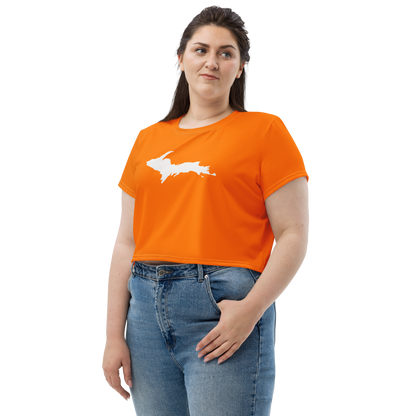 Michigan Upper Peninsula Crop Top (w/ UP Outline) | Sporty - Safety Orange