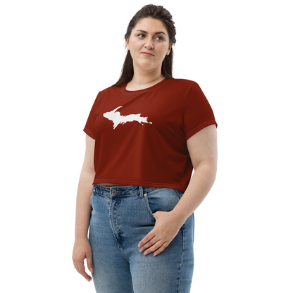 Michigan Upper Peninsula Crop Top (w/ UP Outline) | Sporty - Cherryland Red