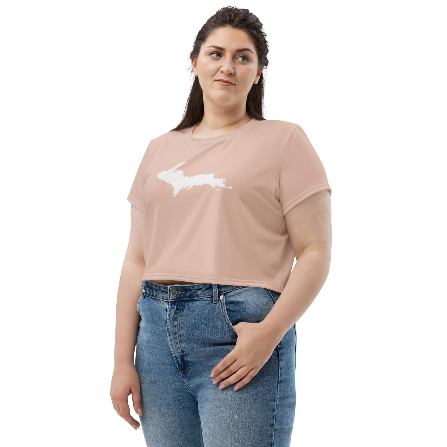 Michigan Upper Peninsula Crop Top (w/ UP Outline) | Sporty - Rose Gold