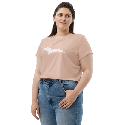 Michigan Upper Peninsula Crop Top (w/ UP Outline) | Sporty - Rose Gold