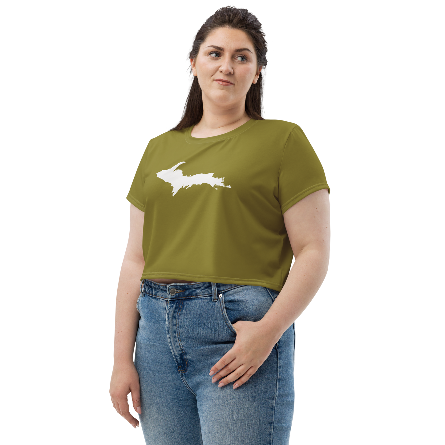 Michigan Upper Peninsula Crop Top (w/ UP Outline) | Sporty - Scrub Gold