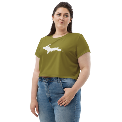 Michigan Upper Peninsula Crop Top (w/ UP Outline) | Sporty - Scrub Gold