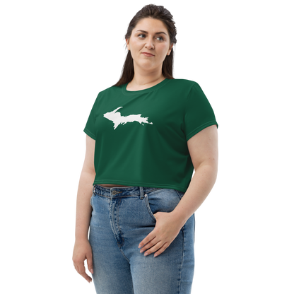 Michigan Upper Peninsula Crop Top (w/ UP Outline) | Sporty - Superior Green