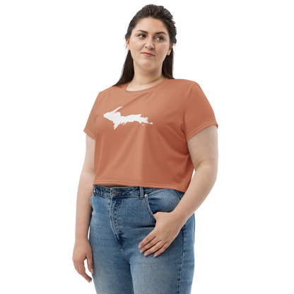 Michigan Upper Peninsula Crop Top (w/ UP Outline) | Sporty - Copper Color