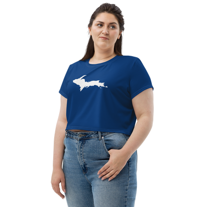 Michigan Upper Peninsula Crop Top (w/ UP Outline) | Sporty - Dearborn Blue