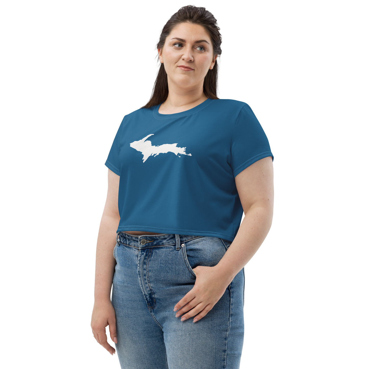 Michigan Upper Peninsula Crop Top (w/ UP Outline) | Sporty - Blueberry