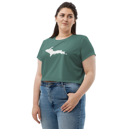 Michigan Upper Peninsula Crop Top (w/ UP Outline) | Sporty - Copper Green