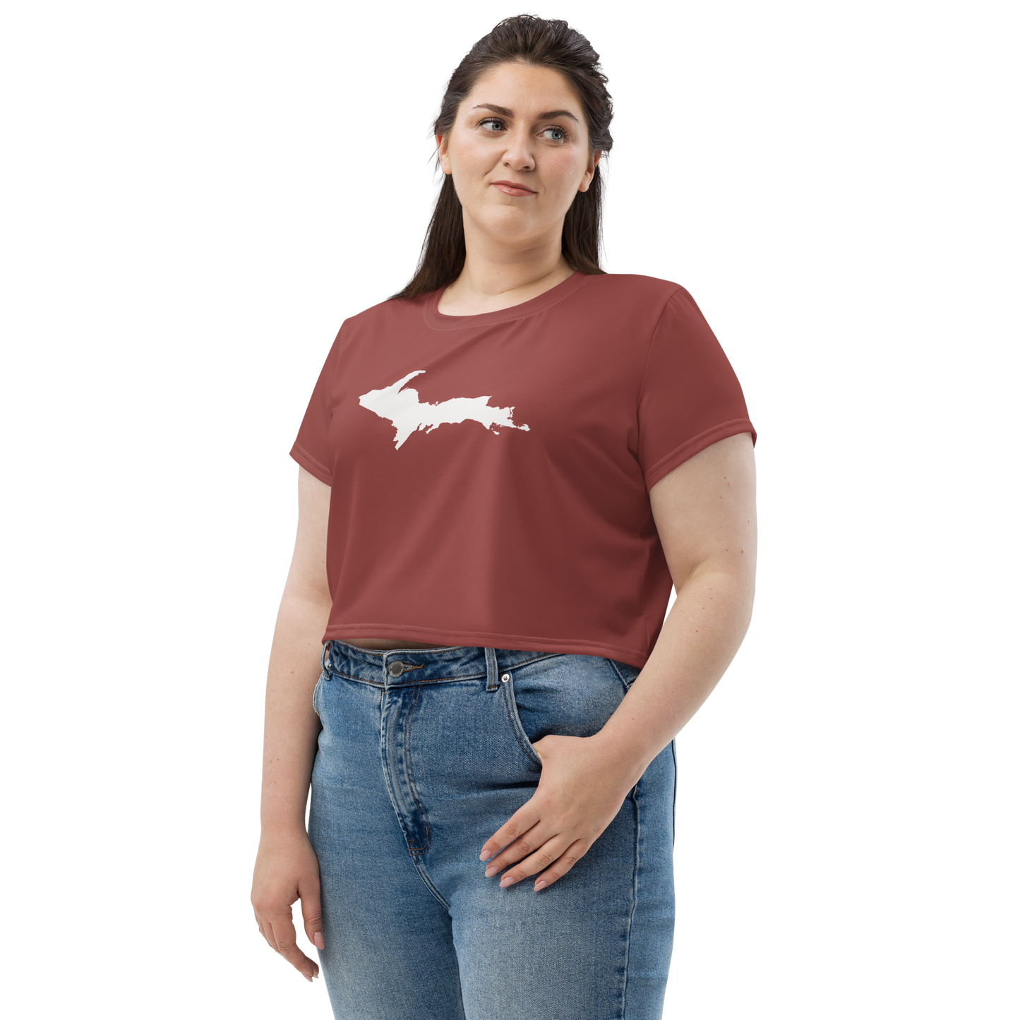 Michigan Upper Peninsula Crop Top (w/ UP Outline) | Sporty - Ore Dock Red