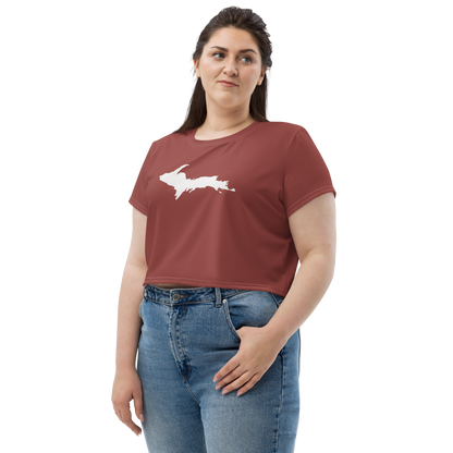 Michigan Upper Peninsula Crop Top (w/ UP Outline) | Sporty - Ore Dock Red