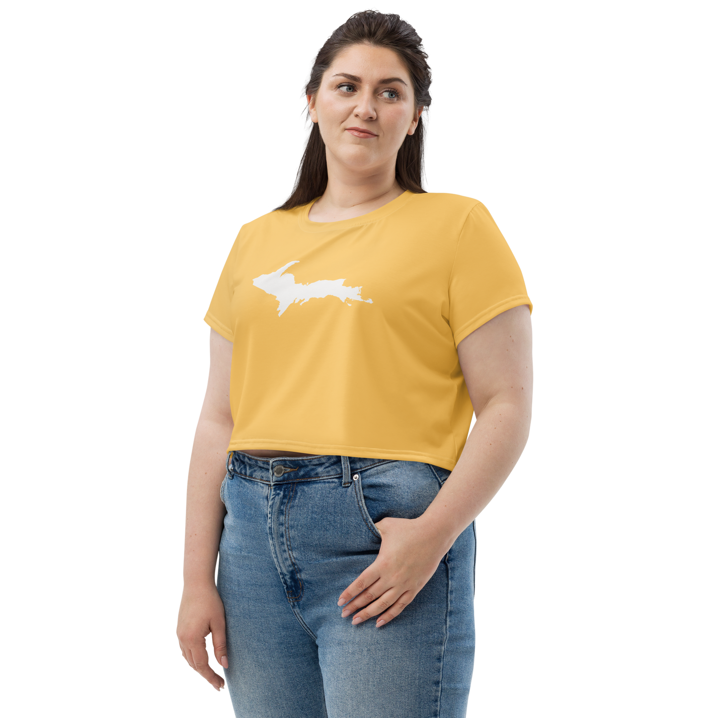 Michigan Upper Peninsula Crop Top (w/ UP Outline) | Sporty - Citrine