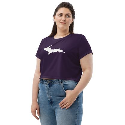 Michigan Upper Peninsula Crop Top (w/ UP Outline) | Sporty - Blackcurrant